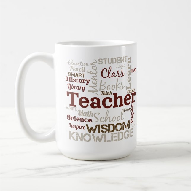 Caneca De Café Nuvem de Palavras de Professor (Esquerda)
