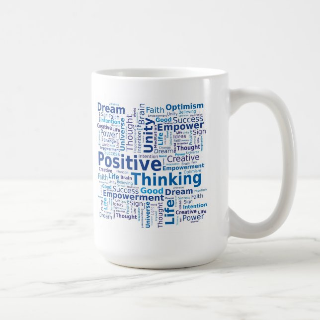 Caneca De Café Nuvem de pensamento positiva da palavra - cores (Direita)