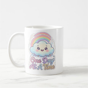 Caneca De Café Nuvem Kawaii Fofa Arco-Íris Um Dia de Cada Vez Caf