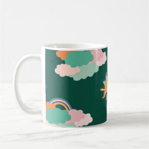 Caneca De Café Nuvens coloridas Rainbows Padrão sem costura