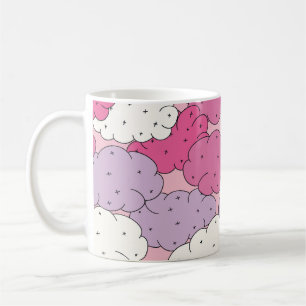 Caneca De Café Nuvens de animação, repetição divertida de vintage