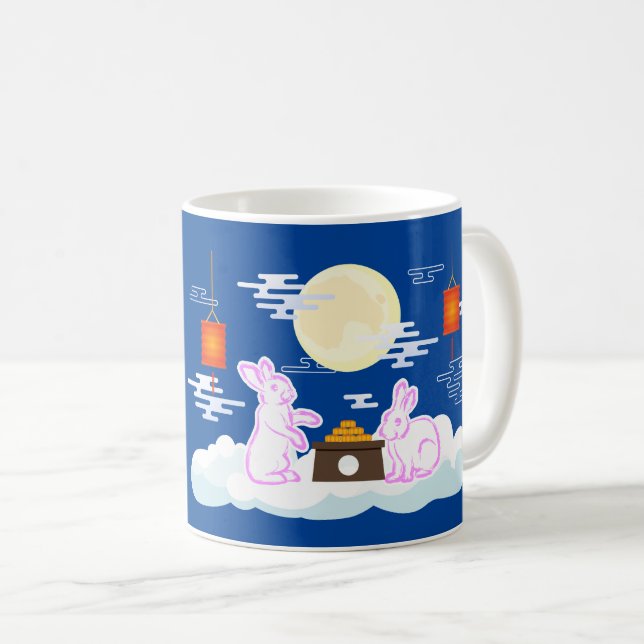 Caneca De Café Nuvens de Bolo-de-Lua do Festival de outono de méd (Frente Esquerda)