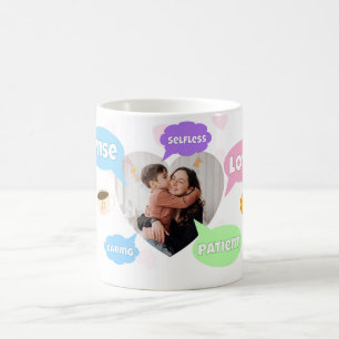 Caneca De Café Nuvens de Palavras Foto do Dia das Mães Melhor Mãe