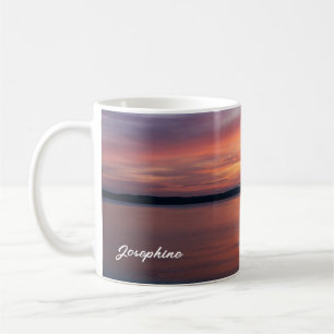 Caneca De Café Nuvens do Pôr do Sol Laranja Sobre a Água do Lago