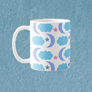 Caneca De Café Nuvens e Estrelas da Lua Azul Roxo