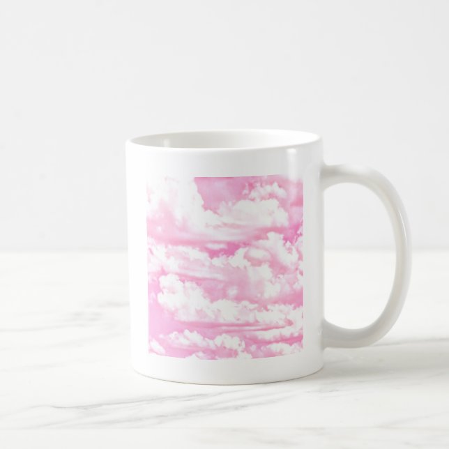 Caneca De Café Nuvens felizes rosa e pastel festivo (Direita)