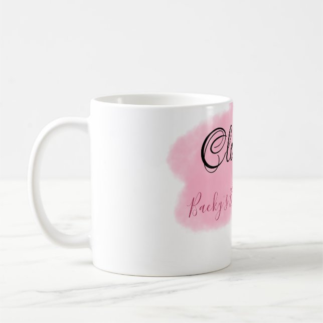 Caneca De Café Nuvens nove rosa pastel chá de noiva data nome (Esquerda)