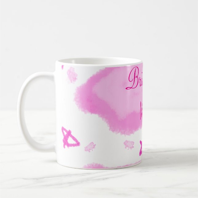 Caneca De Café nuvens rosa estrelas pastel damas de honra feminin (Esquerda)