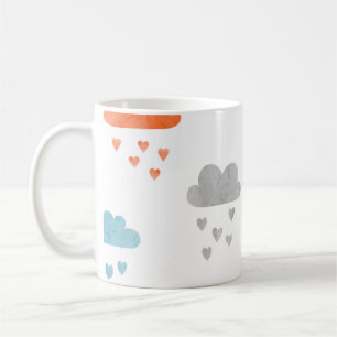 Caneca De Café Nuvens Sonhadoras: Chuva De Coração Por Aquarela