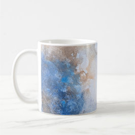 Caneca De Café Nuvens Texturizadas Azuis e de Areia Abstratas