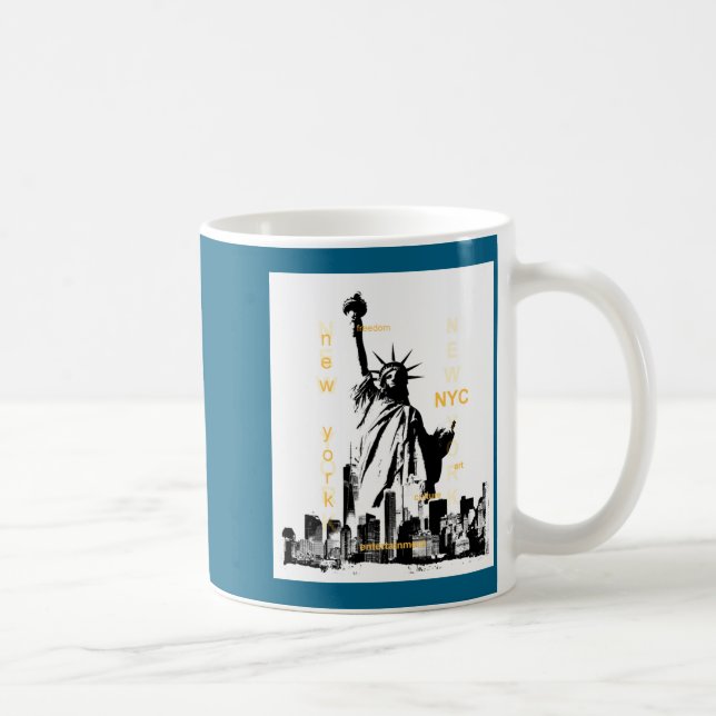 Caneca De Café Nyc New York Brooklyn Bridge Liberty Statue Mens _ (Direita)