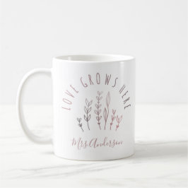 Caneca De Café O Amor Cresce Aqui Jardim com Nome