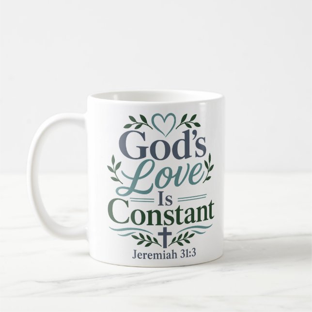 Caneca De Café O Amor de Deus é Constante Citação Devocional Bíbl (Esquerda)
