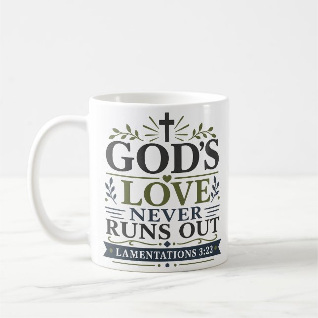 Caneca De Café O Amor de Deus Nunca Acaba Devocional Diário de Fé (Esquerda)