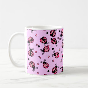 Caneca De Café O amor desinseta joaninhas cor-de-rosa