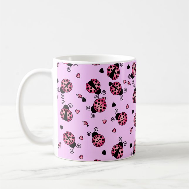 Caneca De Café O amor desinseta joaninhas cor-de-rosa (Esquerda)