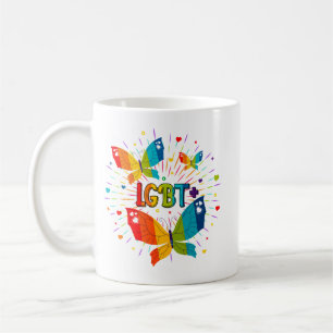 Caneca De Café O amor do orgulho da borboleta é o amor a consciên