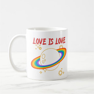 Caneca De Café O amor é amor. Planeta arco-íris. Orgulho LGBTQ+
