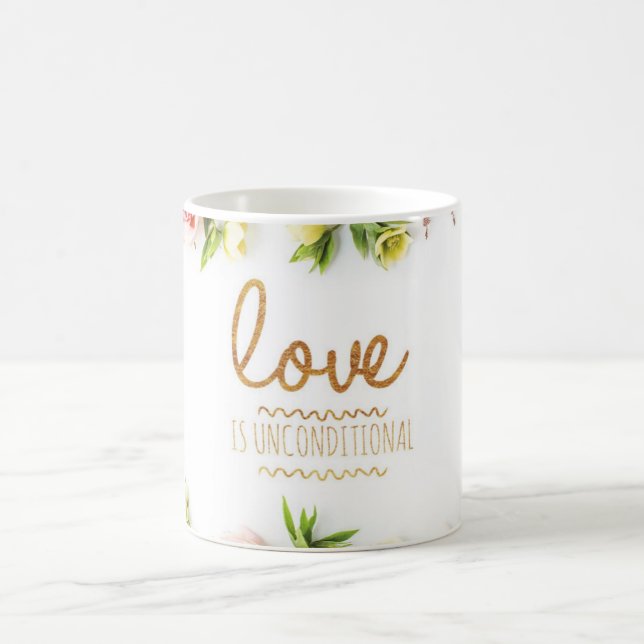Caneca De Café O amor é incondicional, rosas rosa (Centro)