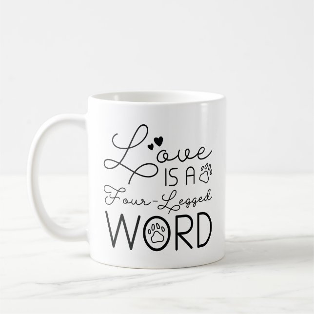 Caneca De Café O Amor É Uma Palavra De Quatro Pernas (Esquerda)
