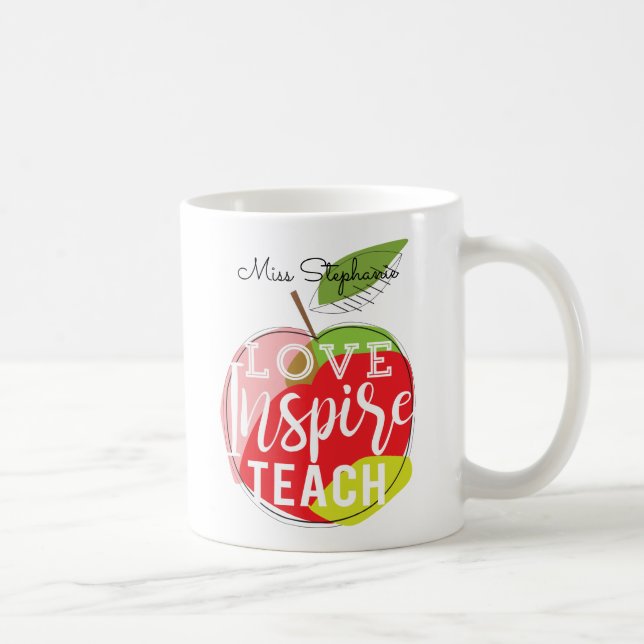 Caneca De Café O amor, inspira, ensina a professores de | a (Direita)