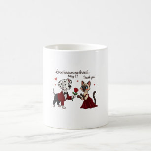 Caneca De Café O Amor Não Conhece Raça Dálmata e Gato Siames