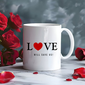 Caneca De Café O Amor Nos Salva O Slogan White