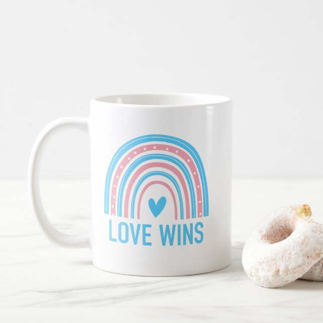 Caneca De Café O Amor Vence Arco-íris Transgênero (Com Donut)