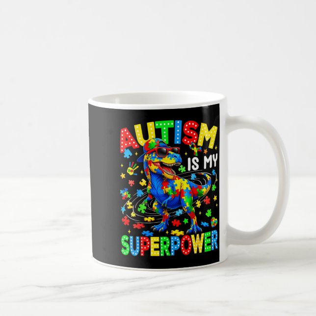 Caneca De Café O autismo é um dinossauro superpoderoso t-rex auti (Direita)