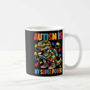 Caneca De Café O autismo é um superpoder dino t rex puzzle autism