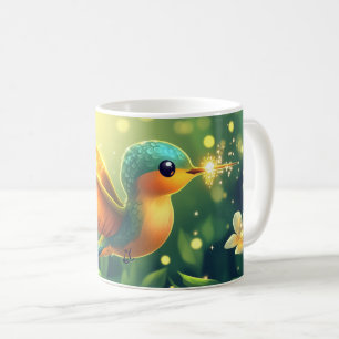 Caneca De Café O beija-flor é um pequeno pássaro conhecido por su