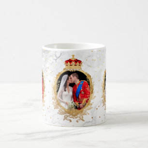 Caneca De Café o beijo, Will+Kate Casamento Real+mármore