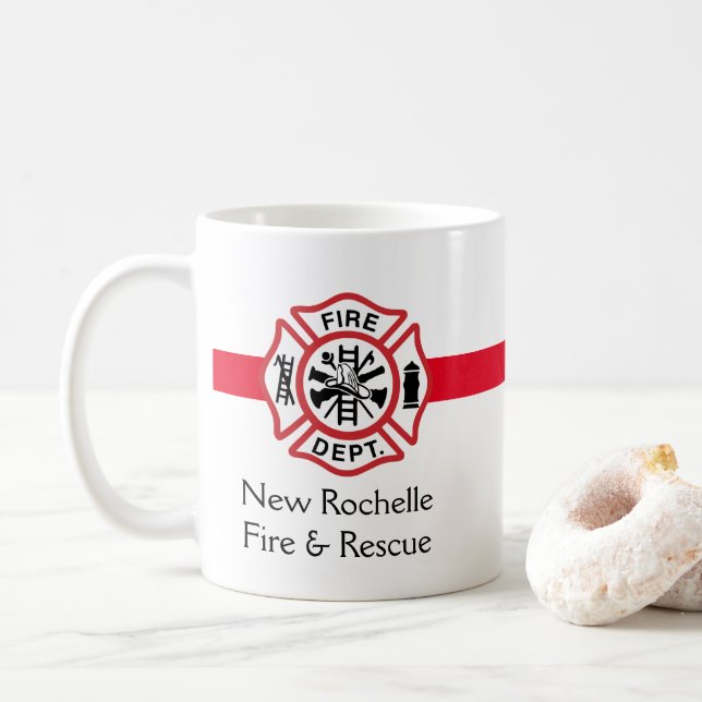 Caneca De Café O Bombeiro Emblem Fire Department  (Com Donut)
