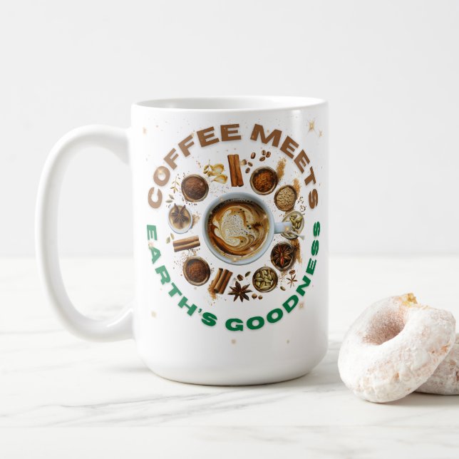 Caneca De Café O Café Encontra a Bondade da Terra – Bebida Herbal (Com Donut)