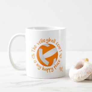 Caneca De Café o campo de vôlei laranja branco é meu lugar feli