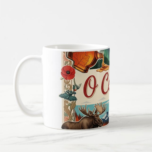 Caneca De Café O Canada Collage – Vintage Patriotic  (Esquerda)
