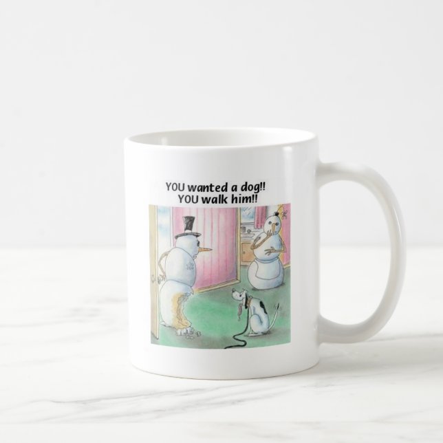 Caneca De Café O cão faz xixi no boneco de neve (Direita)