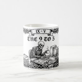 Caneca De Café O Cartão Tarot 9 to 5 | Esqueleto Corporativo Engr