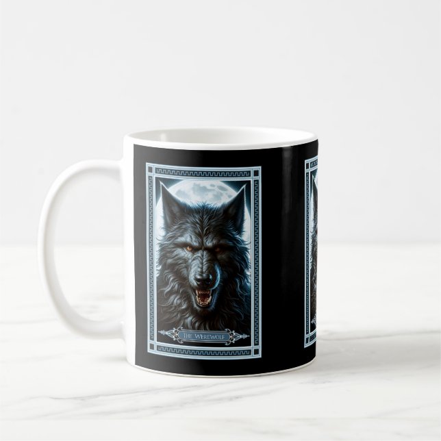 Caneca De Café O Cartão Tarot do Lobisomem (Esquerda)