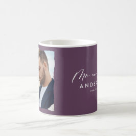 Caneca De Café O casamento com fotos modernas personalizou o Sr. 