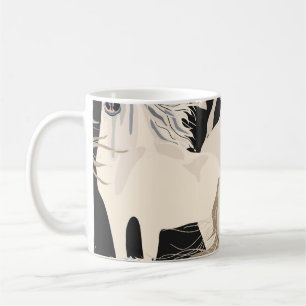 Caneca De Café O cavalo galopante vintage padrão sem costura. Qua