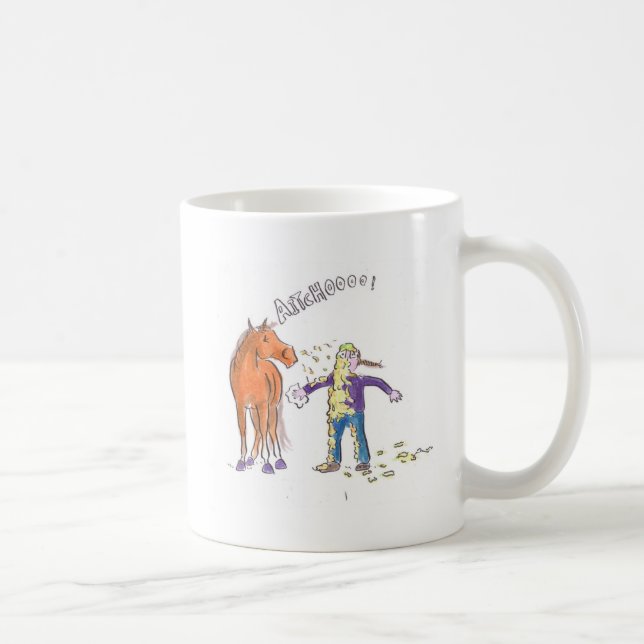 Caneca De Café O cavalo Sneezes desenhos animados engraçados (Direita)