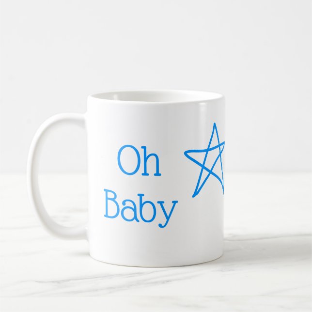 Caneca De Café Ó chá de fraldas de estrelas azul bebê adiciona no (Esquerda)