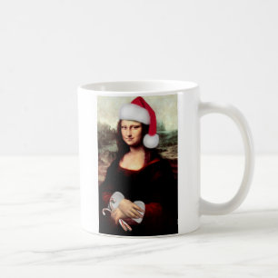 Caneca De Café O Chapéu Natal de Mona Lisa