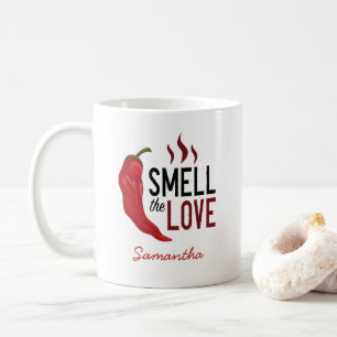 Caneca De Café O Chile Vermelho Cheira o Amor