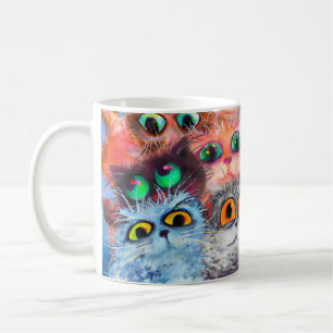 Caneca De Café O conjunto do retrato sabstrato dos gatos, acry
