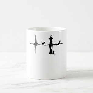 Caneca De Café O Coração das Halloween Beat Black Cat and Bat