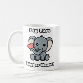 Caneca De Café O Coração Maior das Orelhas! Elefante Adorável