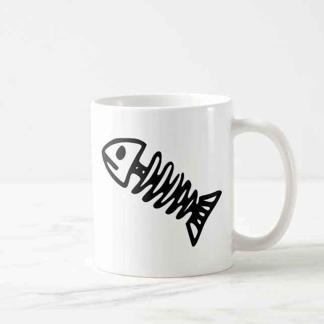 Caneca De Café O crânio de esqueleto dos peixes inoperantes (Direita)