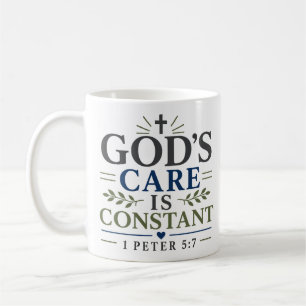 Caneca De Café O Cuidado de Deus é Constante Fé Cristã Minimalist